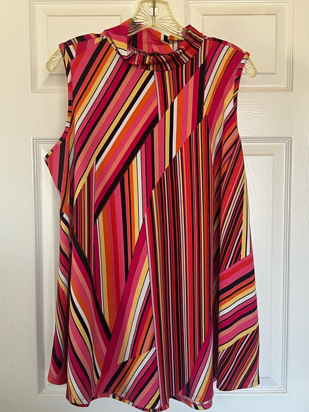 new directions Pink Multi-Stripe Sleeveless Mock Neck Tunic Tank XL